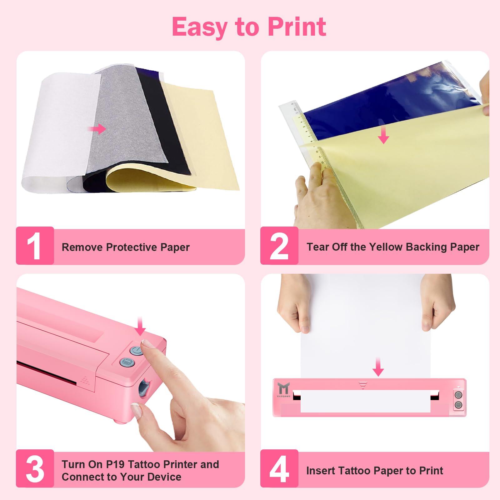 TATOPRT TATOPRT P19 Wireless Tattoo Stencil Printer Bluetooth Thermal Temporary Tattoo Transfer Printer Machine Kit for Tattoo Artists & Beginners