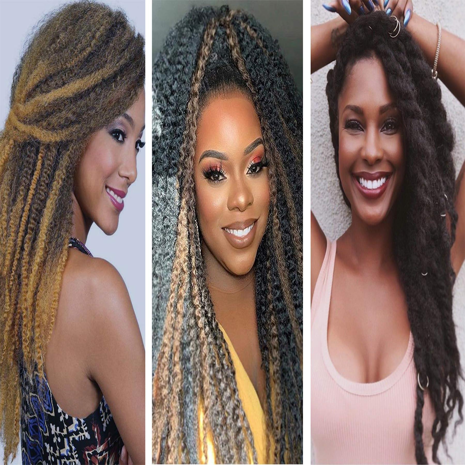 Accrue Marley Twist Braiding Hair 6 Packs 24Inch Marley Hair Crochet Braids Afro Kinky Synthetic Cuban Twist Marley Hair For Twists Braiding Hair Extensions (24in6pack, T30)