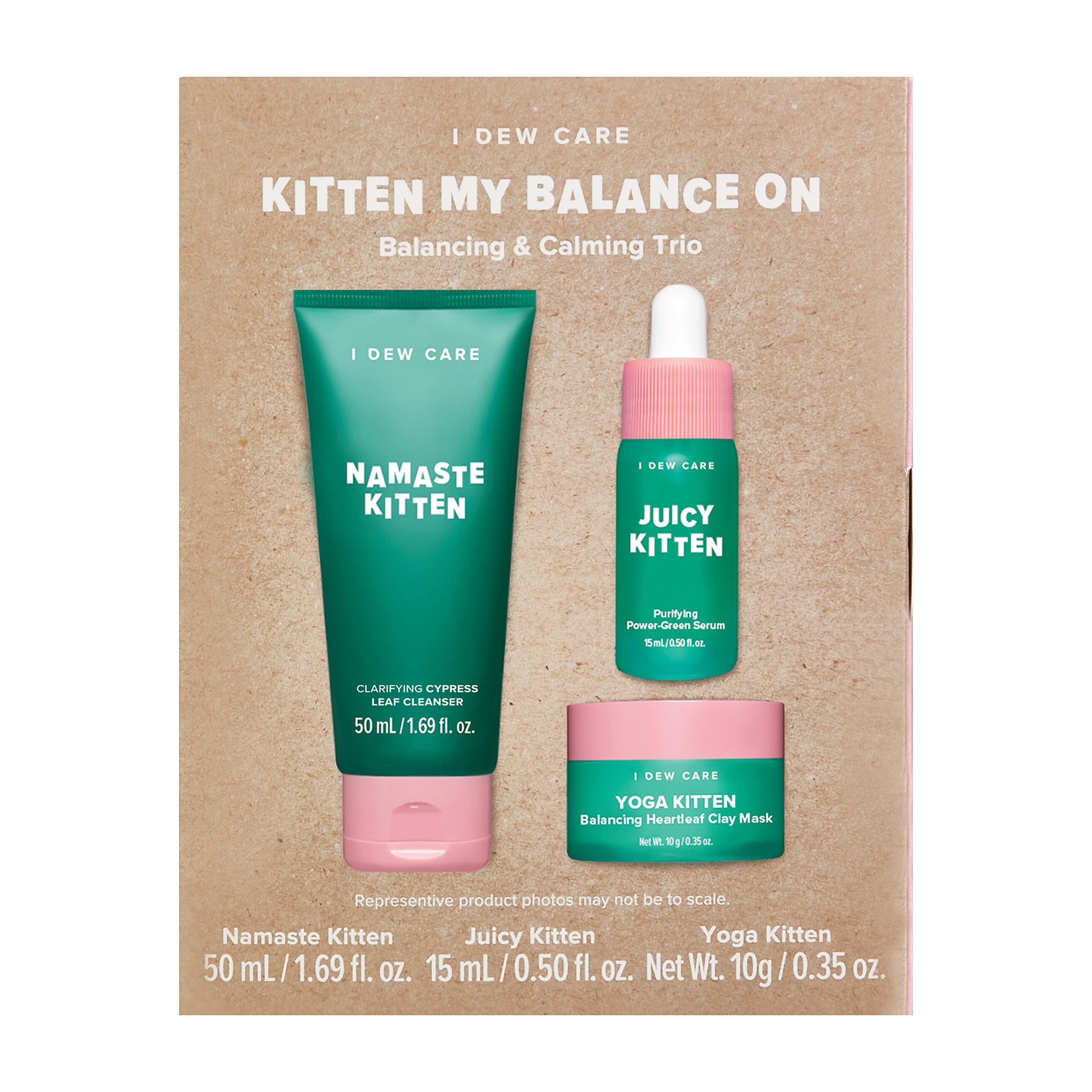 I DEW CARE I Dew Care Skincare Set - Kitten My Balance On + Soft Silicone Face Mask Brush Bundle