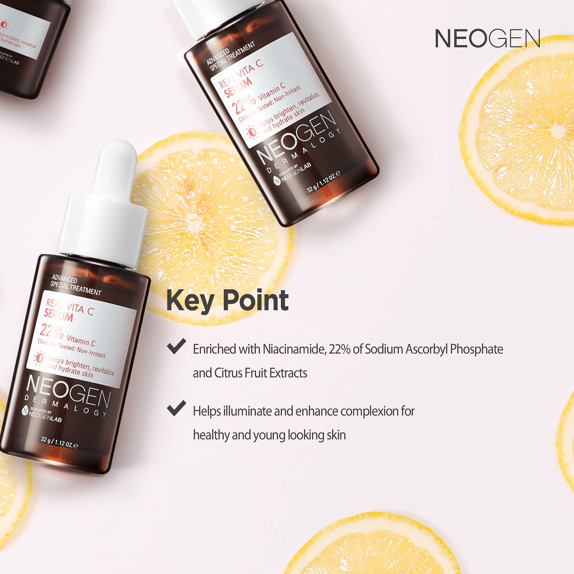 DERMALOGY by NEOGENLAB DERMALOGY by NEOGEN Real Vita C Serum, Hydrating Vitalizing Facial Serum with 22% Vitamin C, Even Skin Tone, Dark Spot Serum, Korean Skin Care (32g/ 1.12 oz)