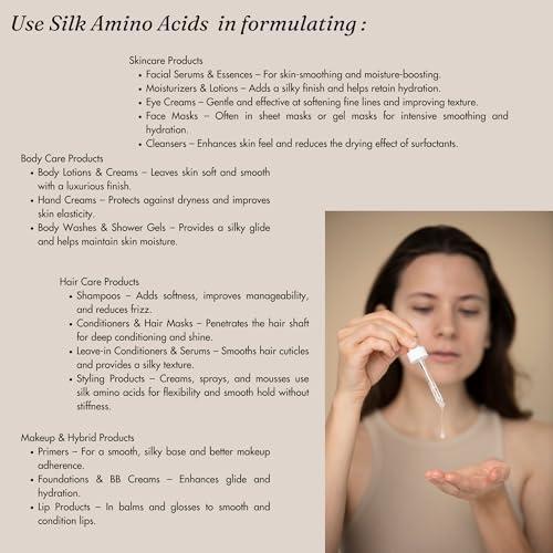 Naples Cosmeceuticals Hydrolyzed Silk Amino Acid Powder Cosmetic Grade for Hair Skin Nails Moisture Retention 100% Pure Use in Formulations or Add to Your Favorite Products (4 oz)