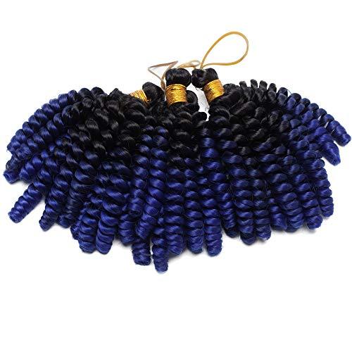 S-noilite Jamaican Bounce Hair 6 Inch Jumpy Wand Curly Crochet Hair Short Curly Crochet Braids Hair Extension Braids Twist Hair Jamaican Bounce Synthetic For Black Women (6"curly,black to dark blue)