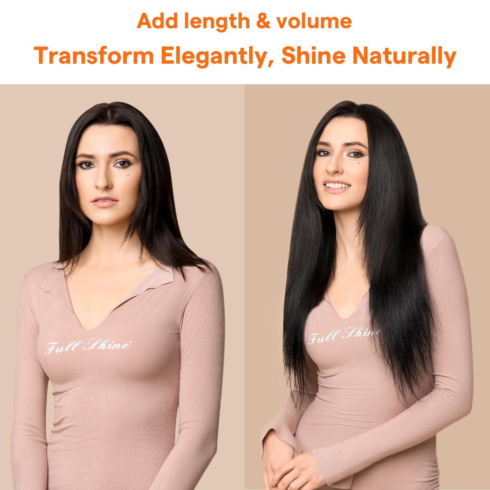Full Shine Full Shine Weft Hair Extensions Human Hair Color Dark Brown Hair Extensions Remy Straight Hair Weft Extensions Sew In Human Hair For Women Invisible Hair Weft For Women 50G 10 Inch