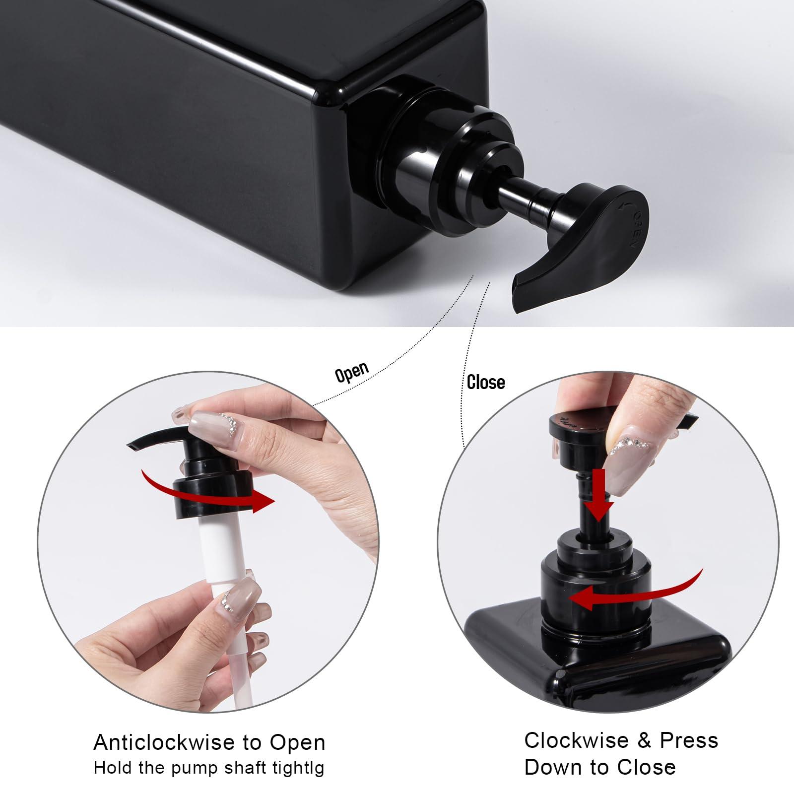 Yebeauty Yebeauty Pump Bottle Dispenser, 22oz 650ml Empty Plastic Shampoo Pump Dispenser Shower Soap Dispenser Refillable Liquid Containers for Conditioner Body Wash, Bathroom Kitchen, 2 Pack Black