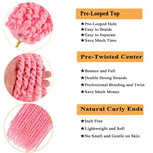 Flagship Passion Twist Hair 24 Inch 7Packs Pink Color Long Pre-twisted Passion Twists Crochet Hair Pre-looped Synthetic Crochet Braids (7Packs,Pink)