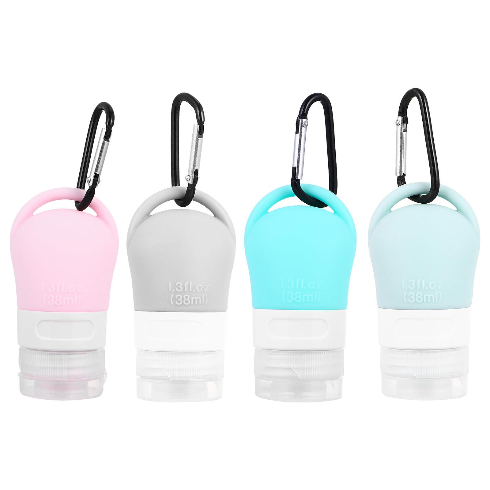Beavorty Beavorty 4pcs Packaging Silicone Storage Bottle Travel Bottles with Clip Clear Bottle Keychain Holder Refillable Keychain Bottle Clear Container Mini Containers Travel Containers