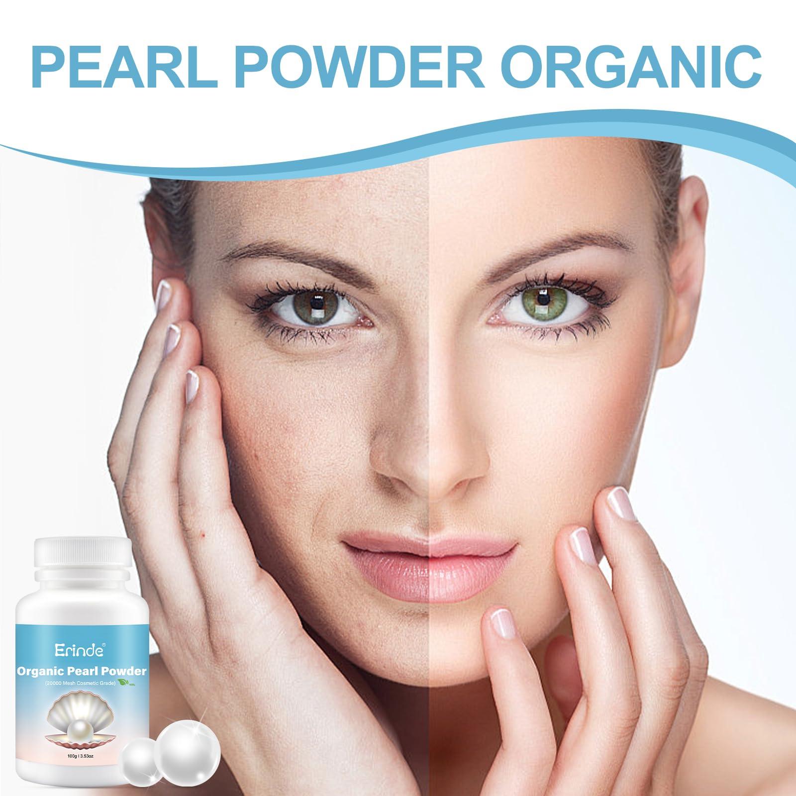 Erinde Erinde Pearl Powder Organic, 100% Natural Freshwater Organic Pearl Powder for DIY Face Mask Cream Serums Lotion, Cosmetic Grade Pearl Powder, 100g/3.52oz