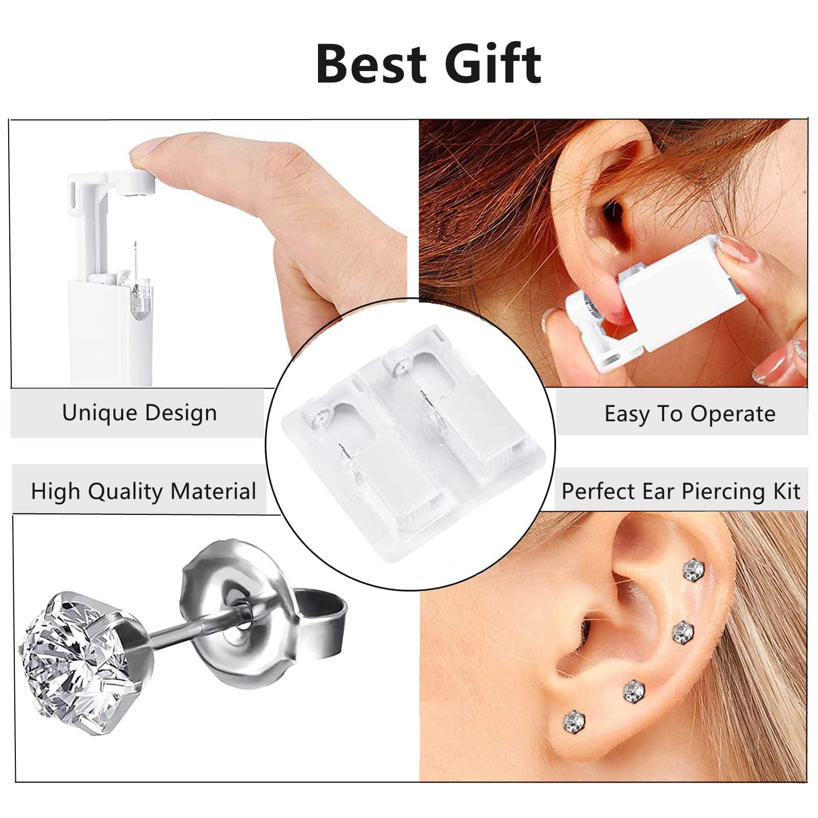 HYJLPAF HYJLPAF Safety Ear Piercing Kit – 4 Pack Disposable Self Ear Piercing Gun with 5mm Silver Earring Studs