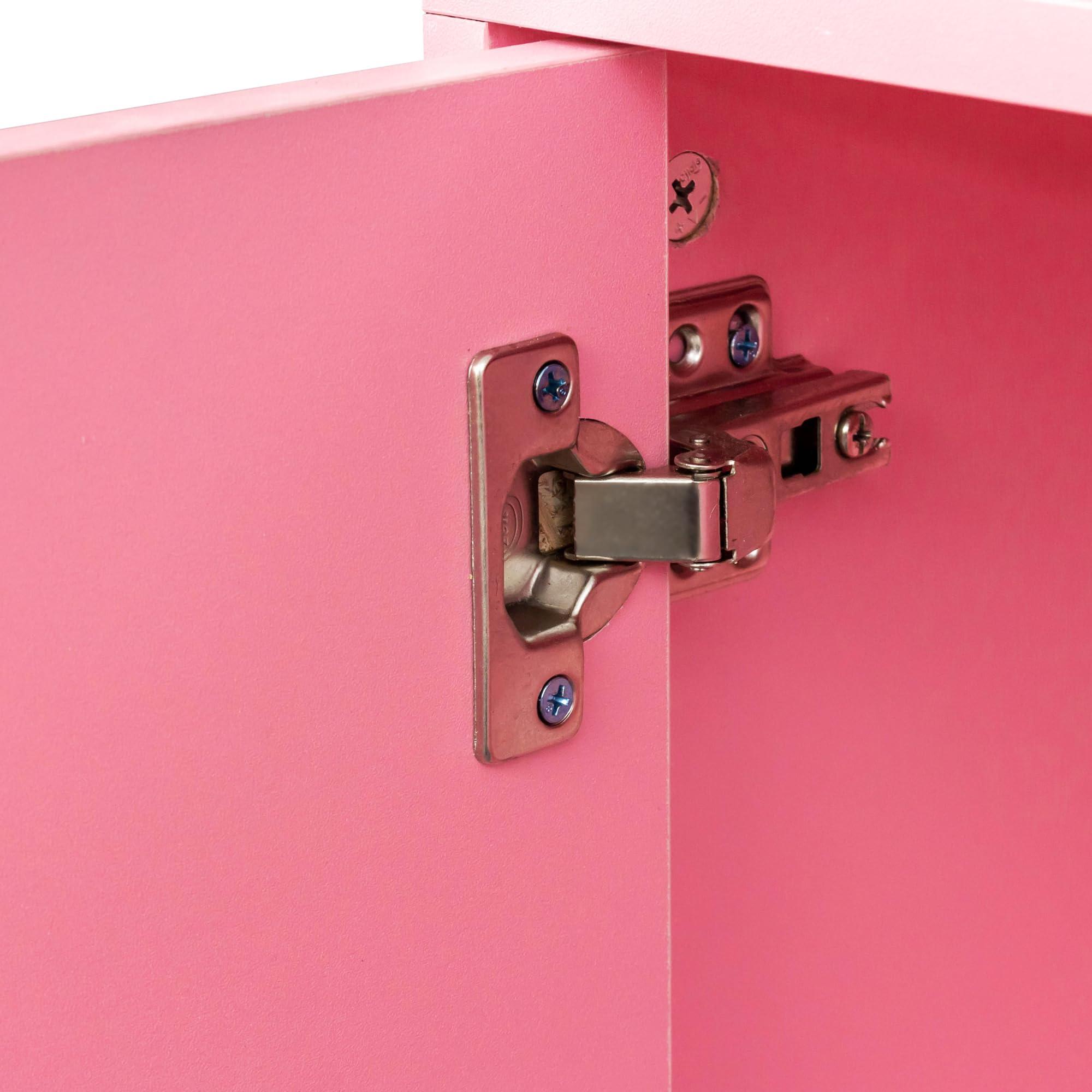 Holaki Holaki Wall Mount Barber Salon Station Set,Salon Storage Hair Stylist Equipment Set w/Appliance Holders/Lockable Drawers,Barber Salon Wood Hanging Cabinet,Equipment Set Beauty Spa Furniture Set(Pink)