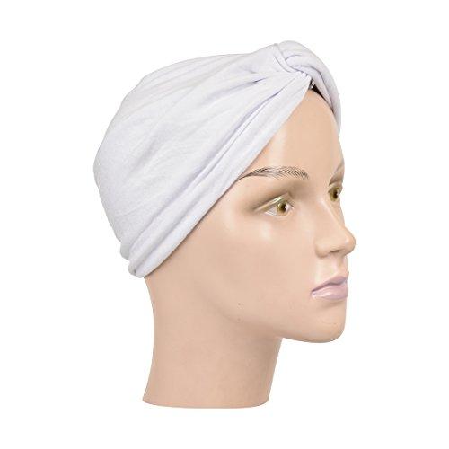 Landana Headscarves Landana Headscarves White Classic Turban with Twist/Knot Front