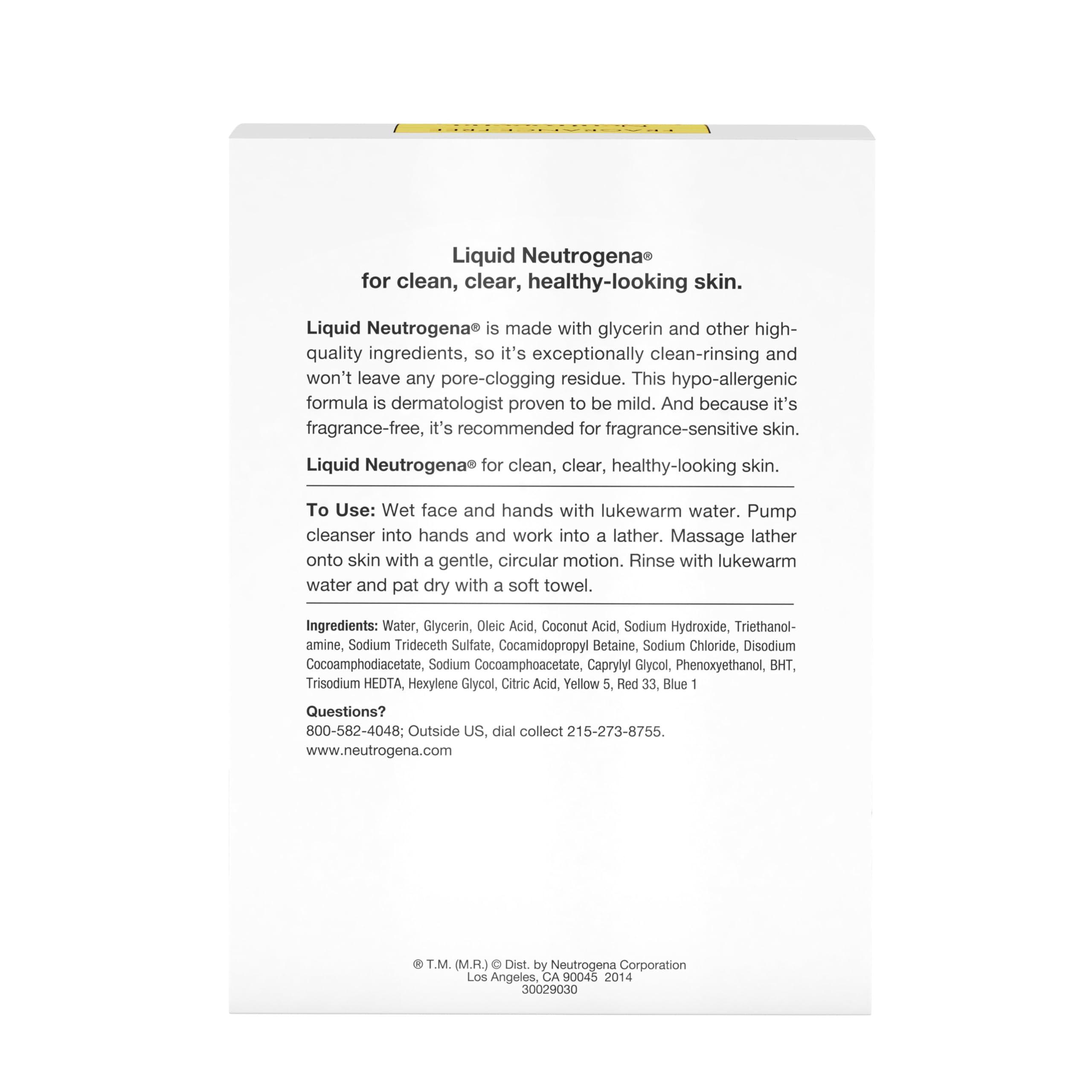 Neutrogena Neutrogena Liquid Fragrance-Free Gentle Facial Cleanser with Glycerin, Hypoallergenic & Oil-Free Mild Face Wash Unscented, 8 Fl Oz