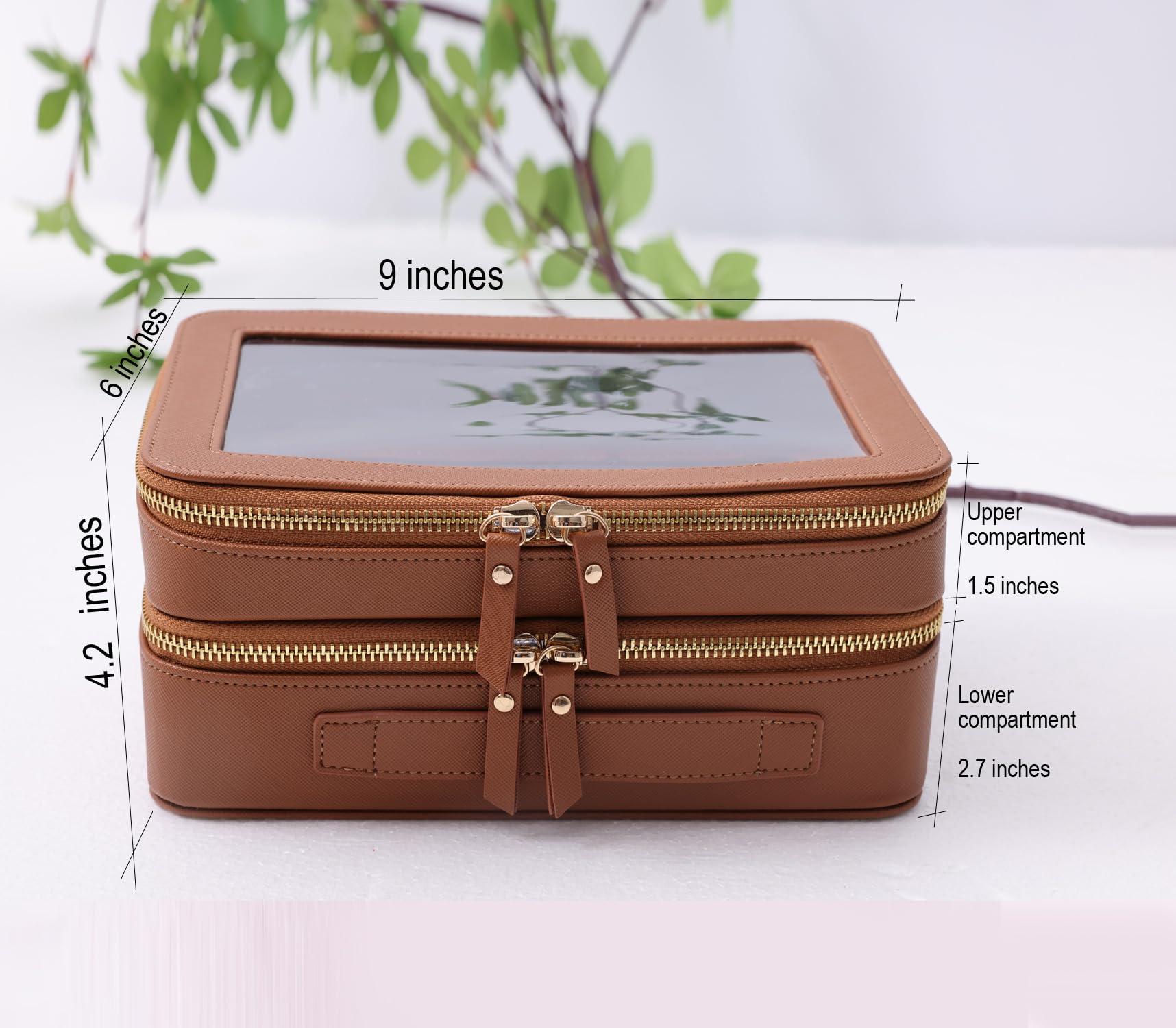 SANHECUN SANHECUN Clear Travel Toiletry bag Toiletry Case Carry on Travel Accessories Bag Makeup Bag (Brown, SHC-TL-2)
