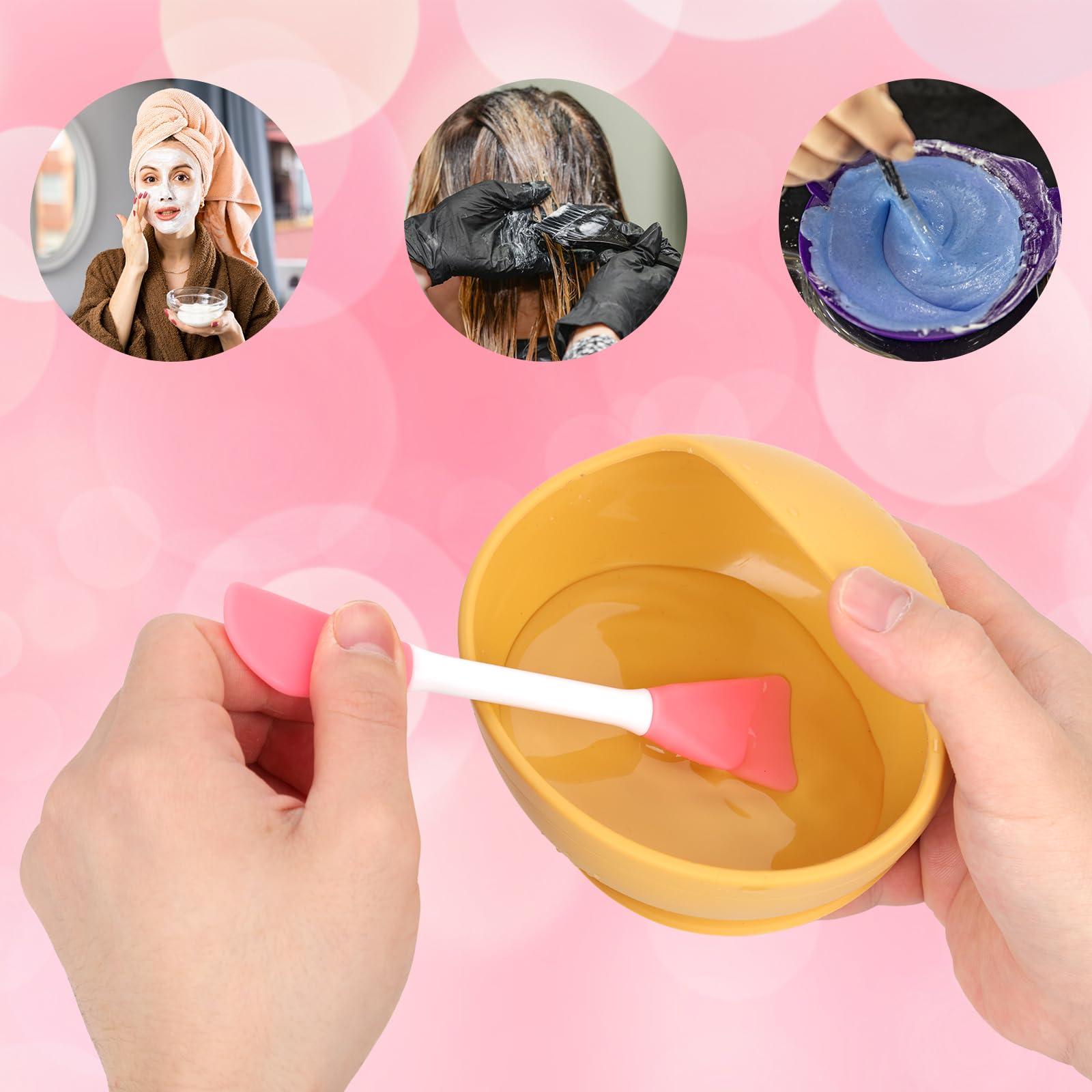 XIHIRCD 4pcs Silicone Face Mask Applicator, Dual-Head Mask Brushes Facial Mask Brush Applicator Soft Face Mask Spatula Beauty Brush Tool for Applying Mud Mask Lotion Skincare Cream (4 Colors)