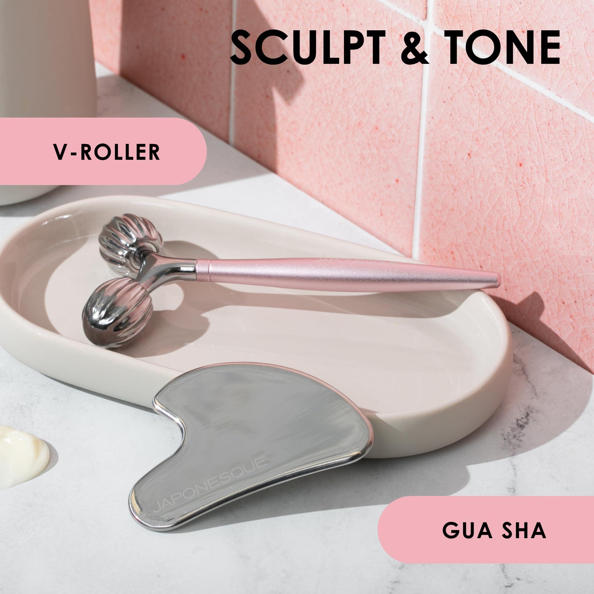 JAPONESQUE JAPONESQUE SKINTherapy Contouring Facial Tool V Roller for Lymphatic Drainage, Facial Massage, Relieves Tension and Improves Absorption of Skin Care Products