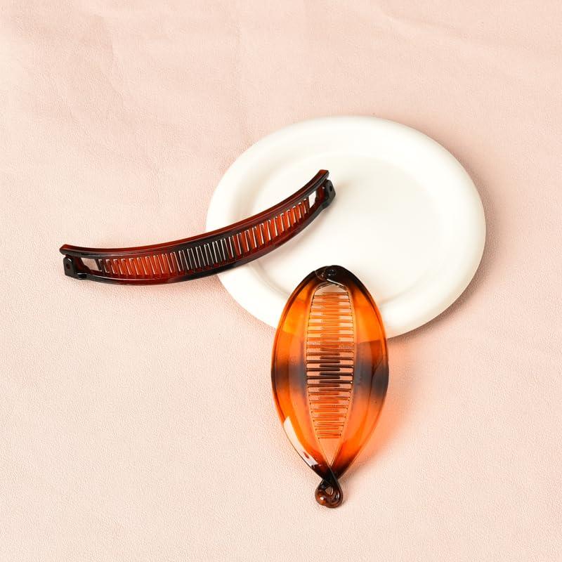 YALLNASL Hair Accessories: Banana Clips for Thick Curly Hair, Fishtail No-Slip Hair Combs, Barrettes for Women - 4 Pcs