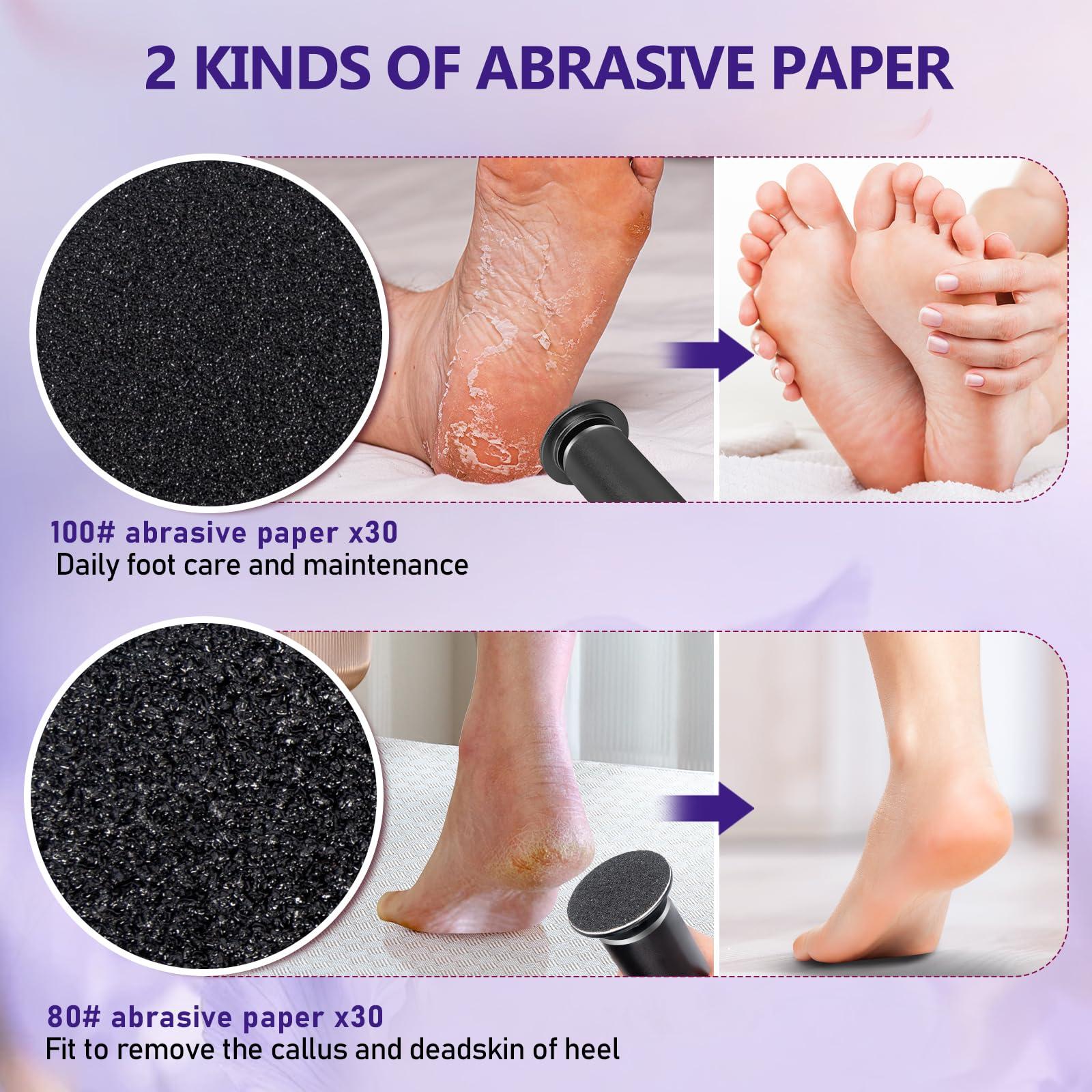 krofaue krofaue Electric Callus Remover - Electronic Foot File Grinder with Speed Controller and 60PCS Replacement Sandpaper Disk Professional Pedicure Tool for Men Women Feet Dry Dead Skin Black