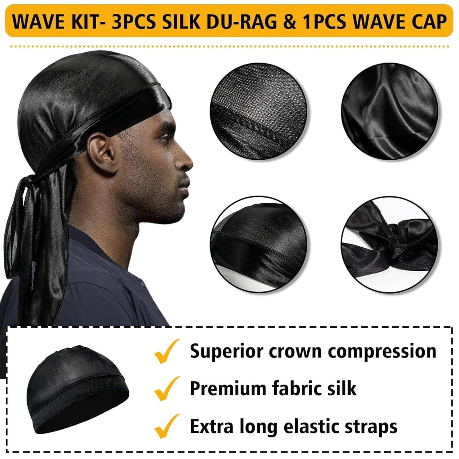 Goiple Wave Pomade for Men Strong Hold Easy Wash 360 Wave Training Hair Cream, Waves Grease for Men Promotes Layered Waves, Moisture, Control and Silky Shine, Wave Kit Curved Medium Waves Brush Silky Durag