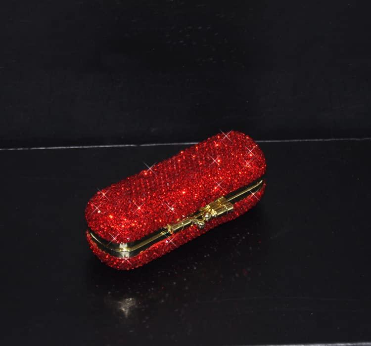 Bestbling Bestbling Bling Rhinestone Crystal Lipstick Case Holder Organizer bag Cosmetic Storage for Women's Lipstick Jewelry Kit (Red)
