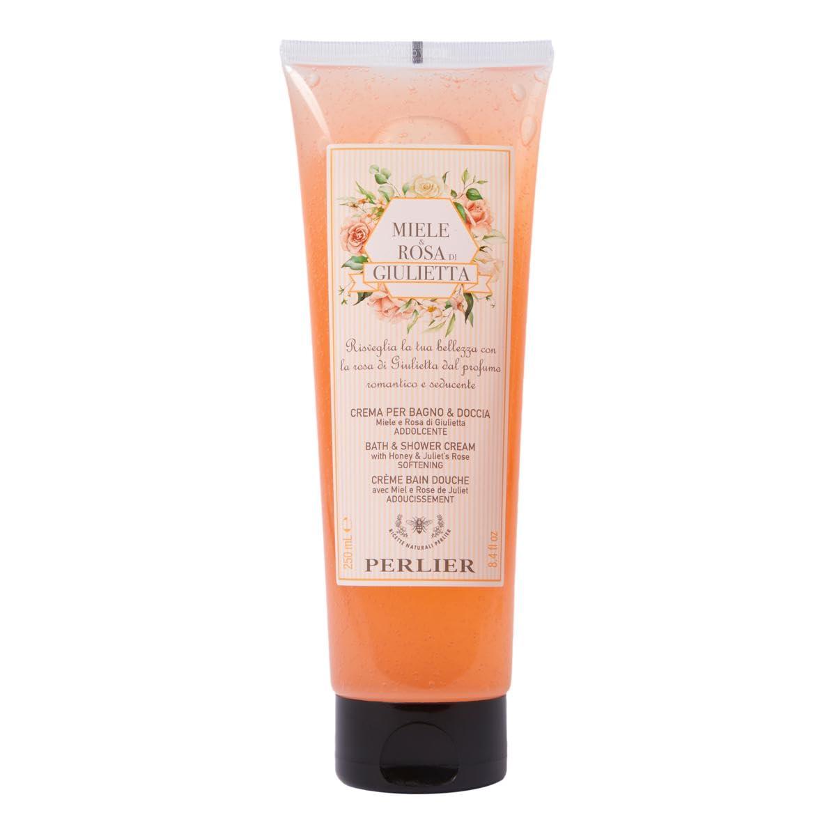 Perlier Perlier Miele & Rosa di Giulietta Bath and Shower Cream 8.4 fl oz, Peach/black