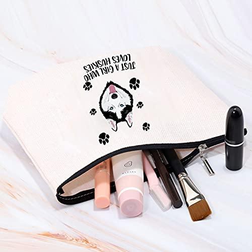MBMSO MBMSO Husky Makeup Bag Husky Lover Gifts for Women Just a girl Who Loves Huskies Cosmetic Bag Siberian Husky Owner Gifts for Husky Mom Zipper Pouch Travel Case (Husky)