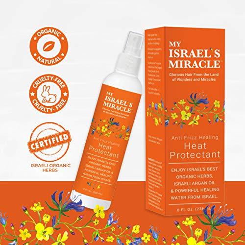 My Israel’s Miracle Anti Frizz Healing Heat Protectant Spray for Textured Hair - Argan Oil Hair Heat Protector Spray with Powerful Organic Hair Care Herbs from Israel