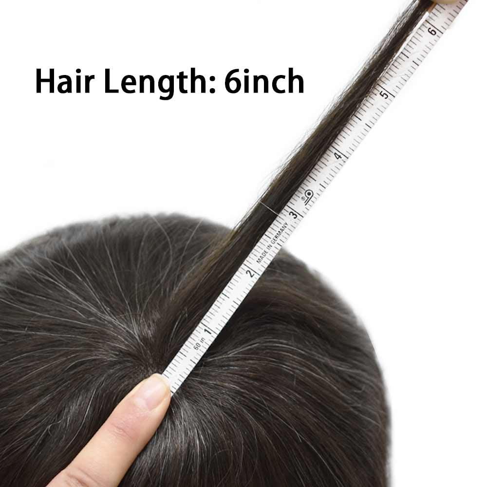 Hair Wonders Mens toupee hair replacement system for men hairpieces toupee for men real human hair pieces for men hair systems Protesis Capilar Para Hombre US Stock6x9-#210 2# DARKEST BROWN+10% GREY