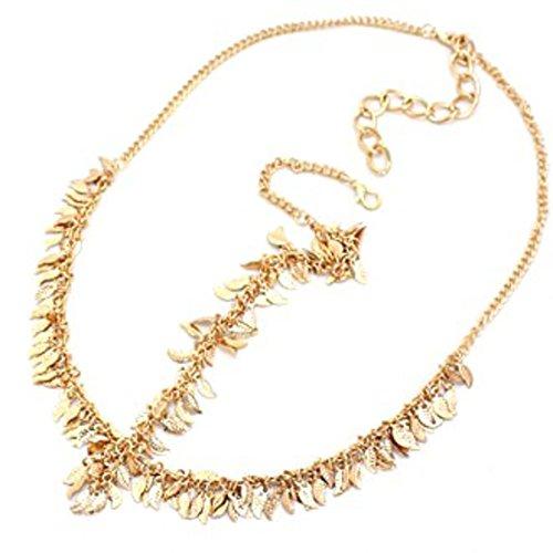 Arras Creations Arras Creations Fashoin Trendy Metal Leaf Dangle Head Chain for Women / AZFJHP113-GLD Gold