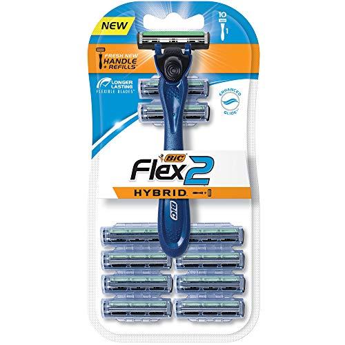 BIC BIC® Flex2™ Hybrid Disposable Razor, Blue, 10 Pack