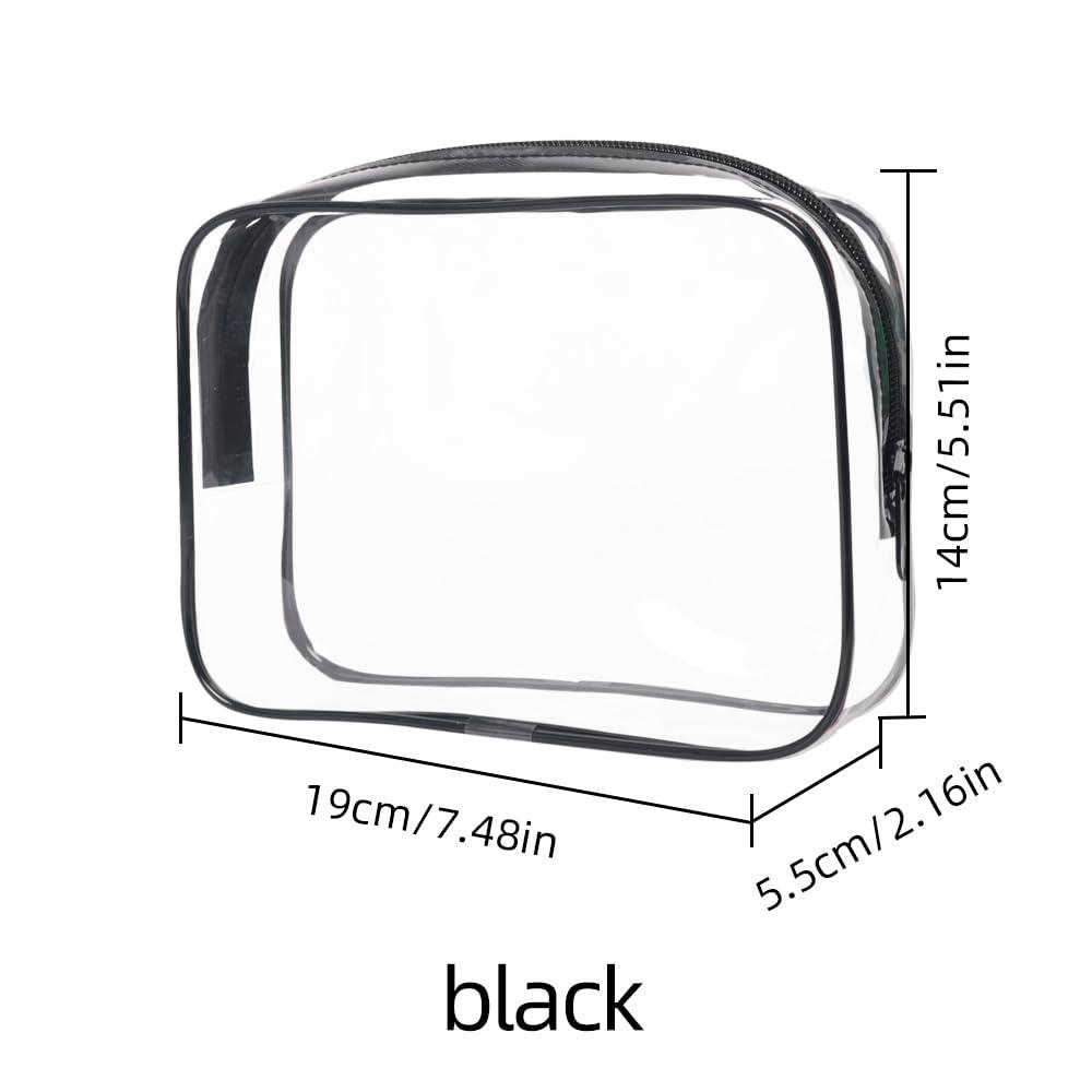 Buminee TSA Approved Toiletry Bag, 3 Pack Clear Toiletries Bags 7.5\"x2.2\"x5.5\" Size Travel Makeup Cosmetic Bag for Women and Men, Carry on Airport Airline Compliant Bag, Clear Travel Bags for Toiletries-Black