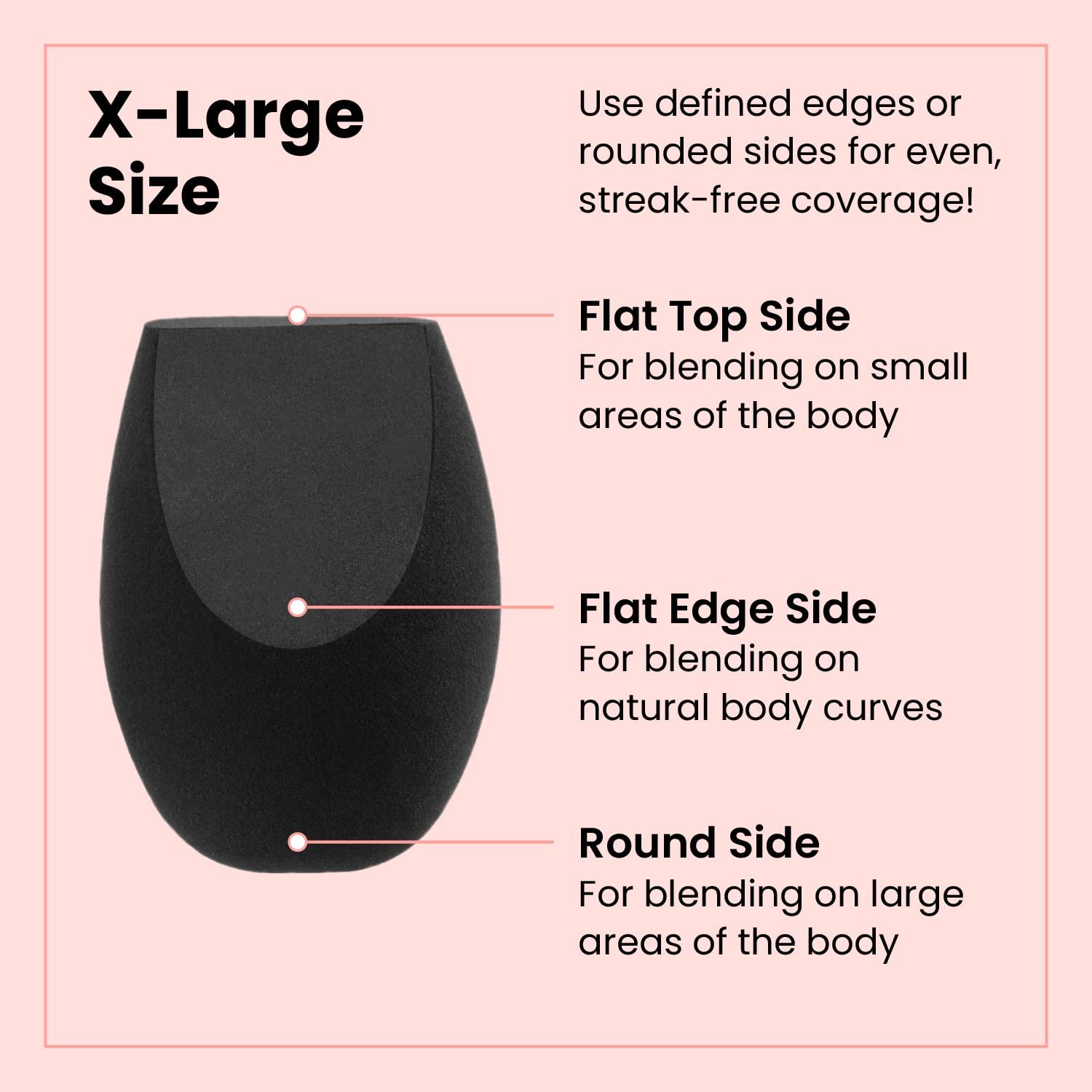 Lindo Lindo Extra Large Body Blender (XL) - Makeup Sponge For Applying Body Makeup, Flawless Application of Body Shimmer, Bronzer, Highlighter, Sunscreen and Self-Tanner, For Creams, Liquids and Powders, Cruelty-Free, Non-Toxic, Vegan (Black)