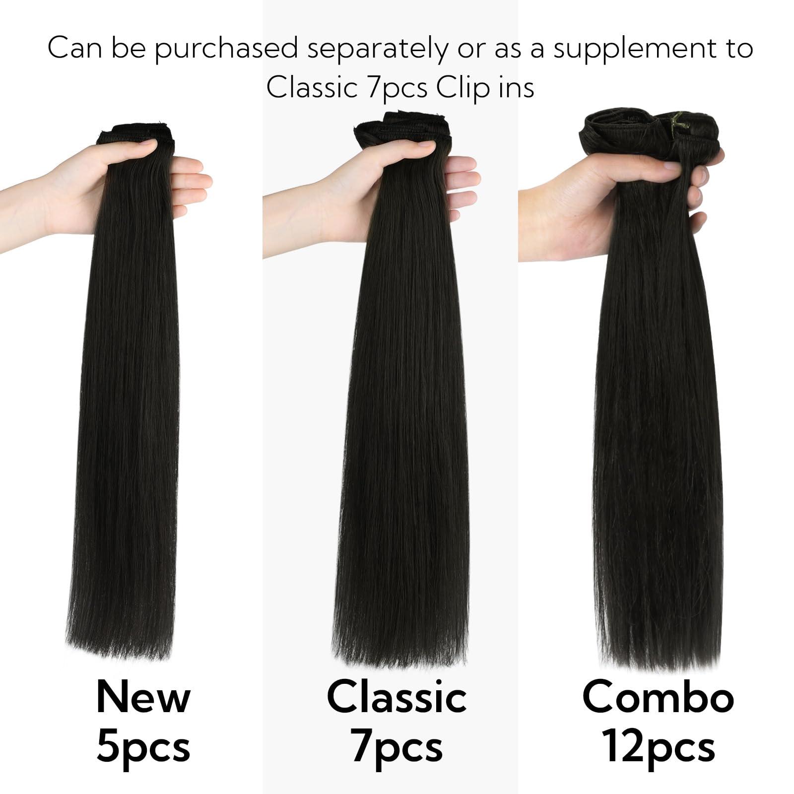 hotbanana HOTBANANA Clip in Hair Extensions, 18 inch 80g 5pcs Natural Black Clip in Hair Extensions Real Human Hair Remy Hair Stright Clip in Hair Extensions
