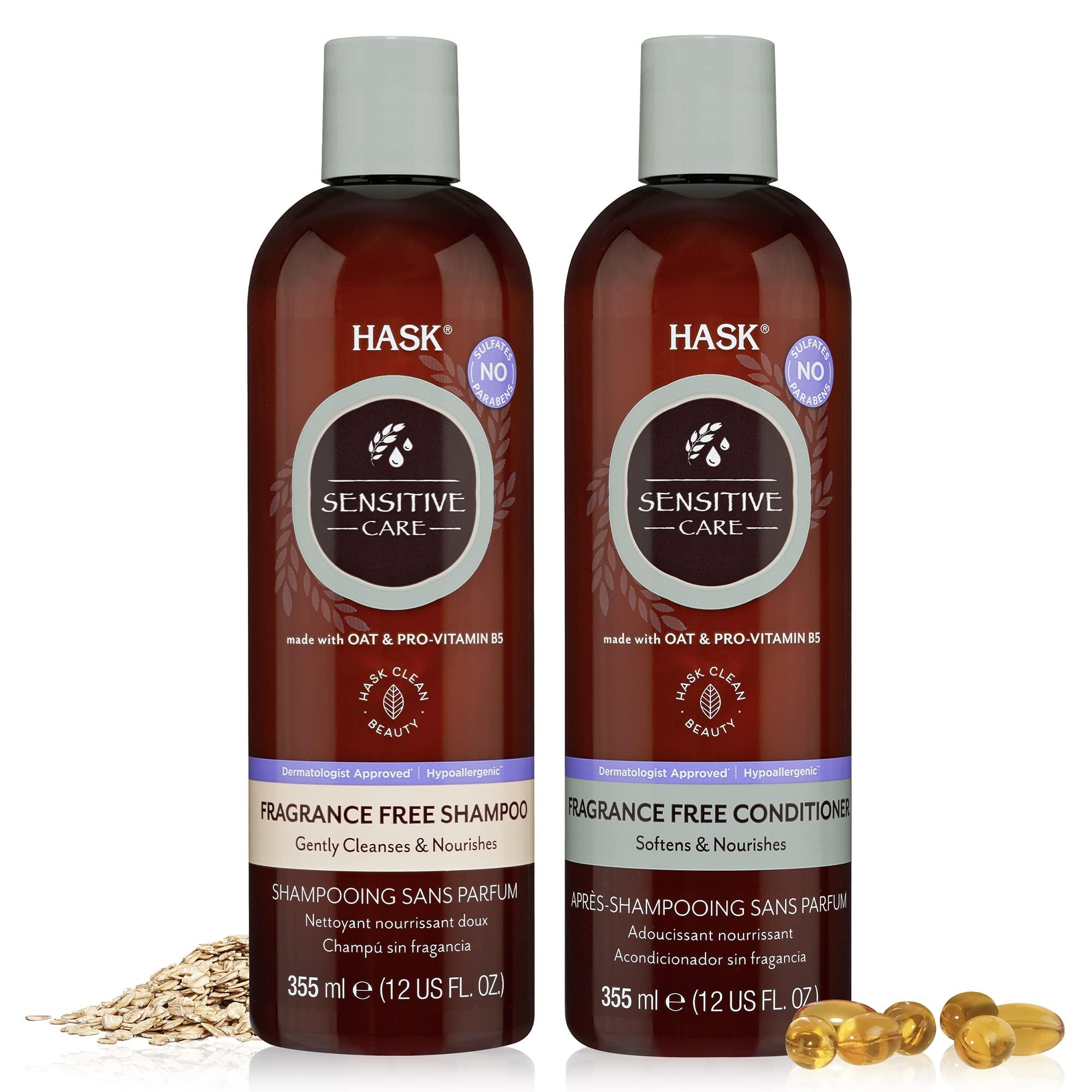 HASK HASK SENSITIVE CARE Shampoo + Conditioner Set - Fragrance & Paraben Free, Vegan, Color Safe, Gluten & Sulfate Free, Cruelty-Free