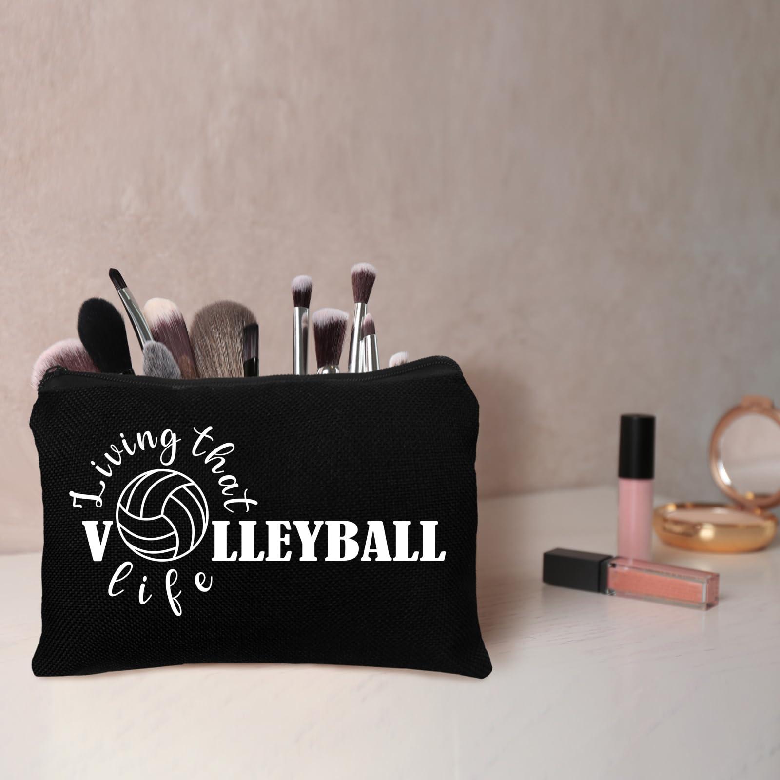 Irenare Irenare 30 Pcs Volleyball Cosmetic Bag Gifts for Women Stuff Volleyball Players Teams Travel Pouch Canvas Makeup Bags for Team Gifts(Black, White,Volleyball)