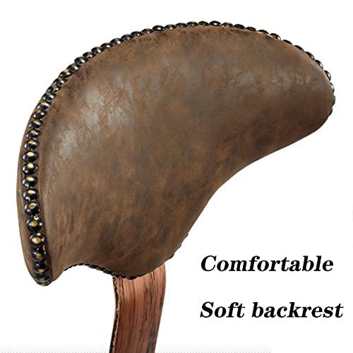 ZJXDPBF Rolling Bar Stools Massage Beauty Spa Adjustable Chair with Swivel Wheels, Rebar 5 Claws and PU Seat Copper Nail Decorationr:Brown-01