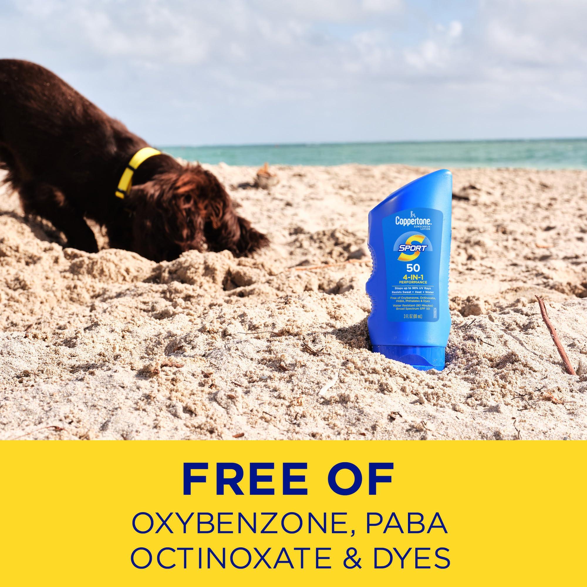 Coppertone Coppertone SPORT Sunscreen Lotion SPF 50, Water Resistant Sunscreen, Broad Spectrum SPF 50 Sunscreen, Bulk Sunscreen Pack, 3 Fl Oz Bottle, 12 Count