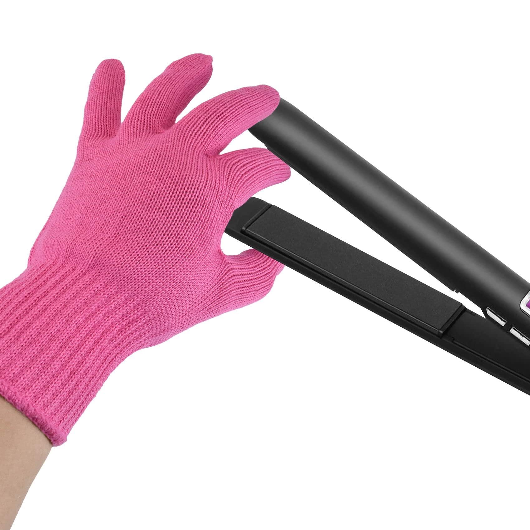 FOHOLA FOHOLA 1 Pc Professional Heat Resistant Gloves for Hair Styling, Heat Proof Gloves, Heat Protection Gloves for Curling Wand (Pink) (1, M)