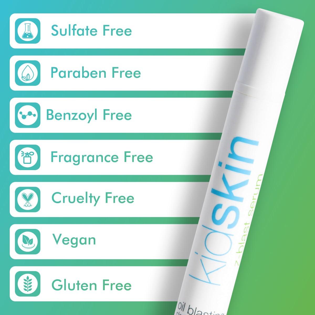 Kidskin Kidskin - Z-Blast Serum, for Face Acne, Skin Care for Kids, Pre-Teen and Teen Skin Ages 9-17, Vegan-and-Cruelty-Free Acne Prone Skin Care, 5 fl oz