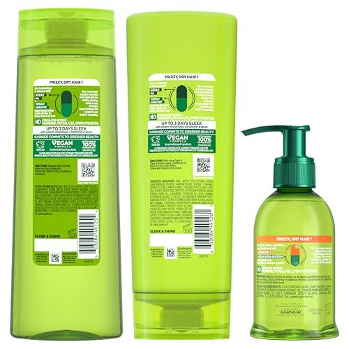 Garnier Garnier Fructis Sleek & Shine Shampoo, Conditioner + Anti-Frizz Serum Set for Frizzy, Dry Hair, Argan Oil (3 Items), 1 Kit (Packaging May Vary)