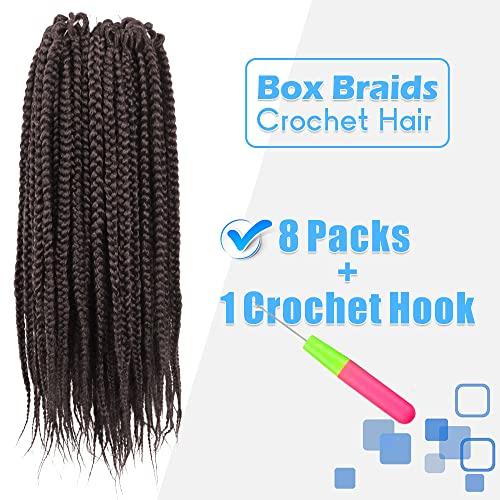 BOHOBABE BOHOBABE Big Loop Box Braids Crochet Hair 10 Inch 8 Packs Prelooped, Medium Short 3X Knotless Crochet Box Braiding Hair, Three Tones Brown Goddess Braid (4#)