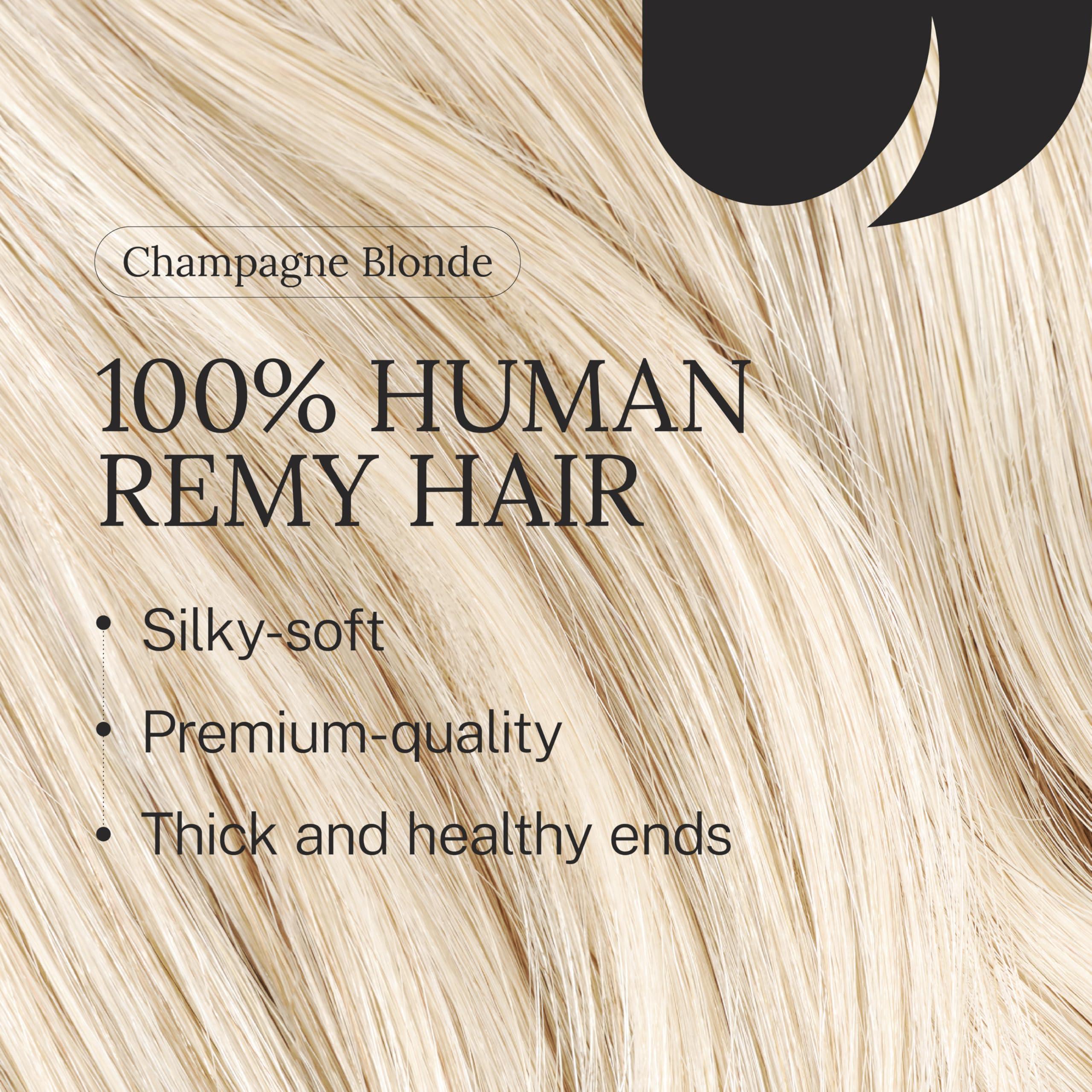 Zala Zala Clip In Hair Extensions - 100% Human Hair - Easy Install & Natural Full Head of Remy Hair Extensions - Gain Volume & Length Instantly - 9 Piece Clip-in Set in Champagne Blonde (230g / 24 inch)