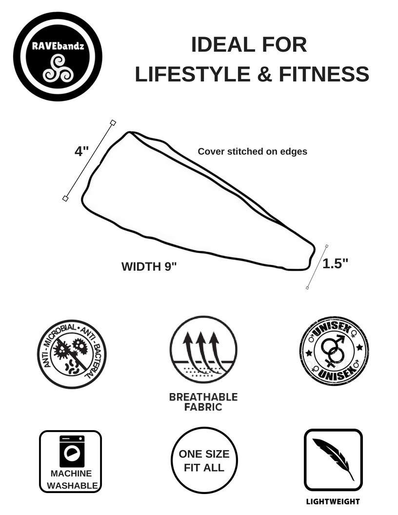 RAVEbandz! RAVEbandz! PRO Wide Stretch Non Slip Hair Bands Moisture Wicking, Lightweight, Breathable Fabric Headbands Unisex Designs for Everyone for Sports, Workouts, Style (Cranberry)