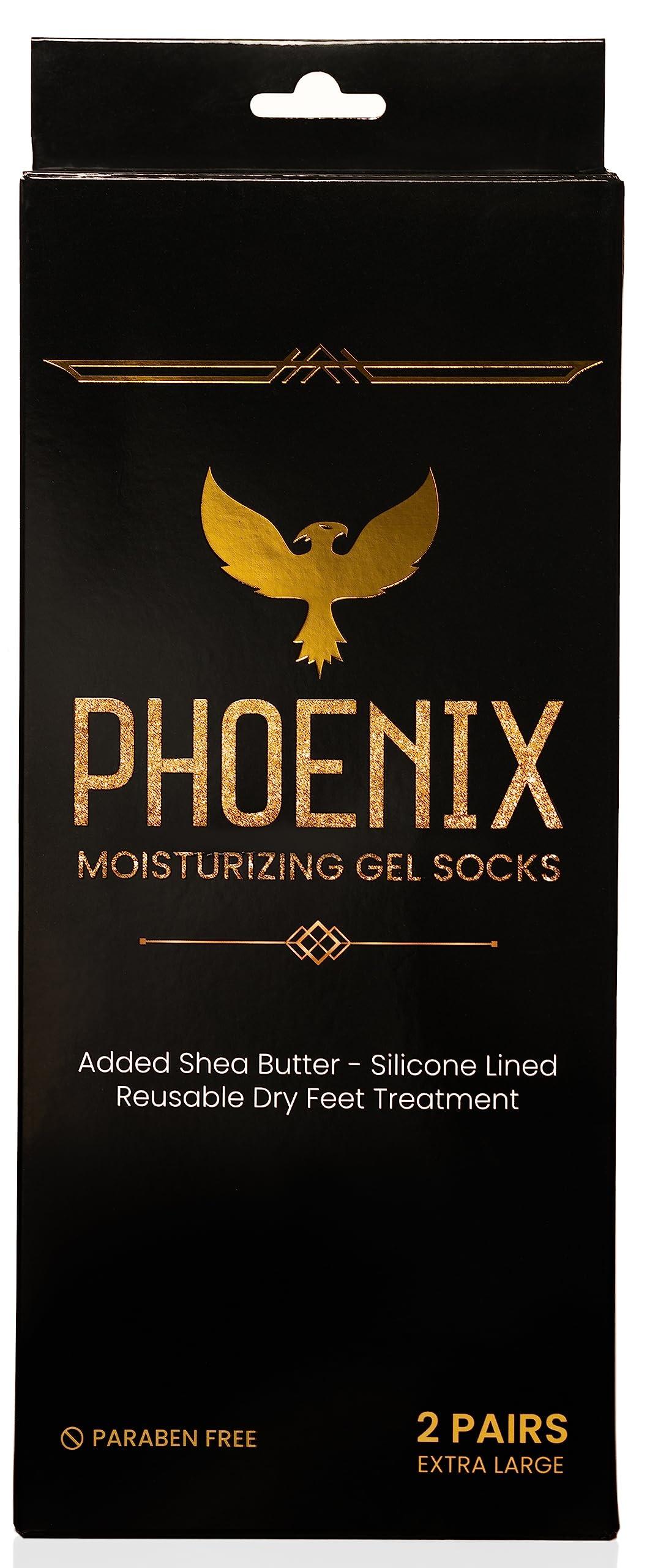 Phoenix Foot Peel Moisturizing Gel Socks for Men - Extra Large - 2 Pairs - with Shea Butter - Paraben Free - Reuseable Moisturizing Socks - Phoenix Foot Peel