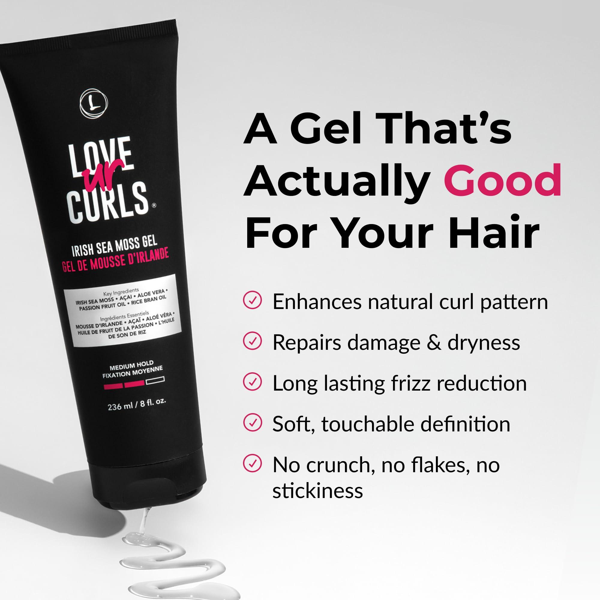 Love Ur Curls Love Ur Curls - LUS Irish Sea Moss Hair Gel, Medium Hold Hair Styling Curling Gel for Defined Curly Hair, Waves & Coils, Vegan, Cruelty Free, 236mL
