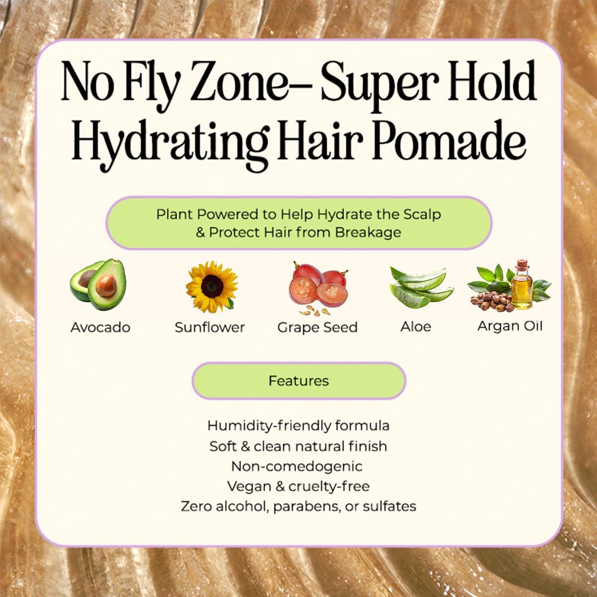 INH INH Hair Pomade for Flyaways | Water Based & Strong Hold Fly Away Hair Tamer | Sweat Proof No Fly Zone Pomade & Texturizer for Styling | Glossy Finish for a Sleek Look | 2oz