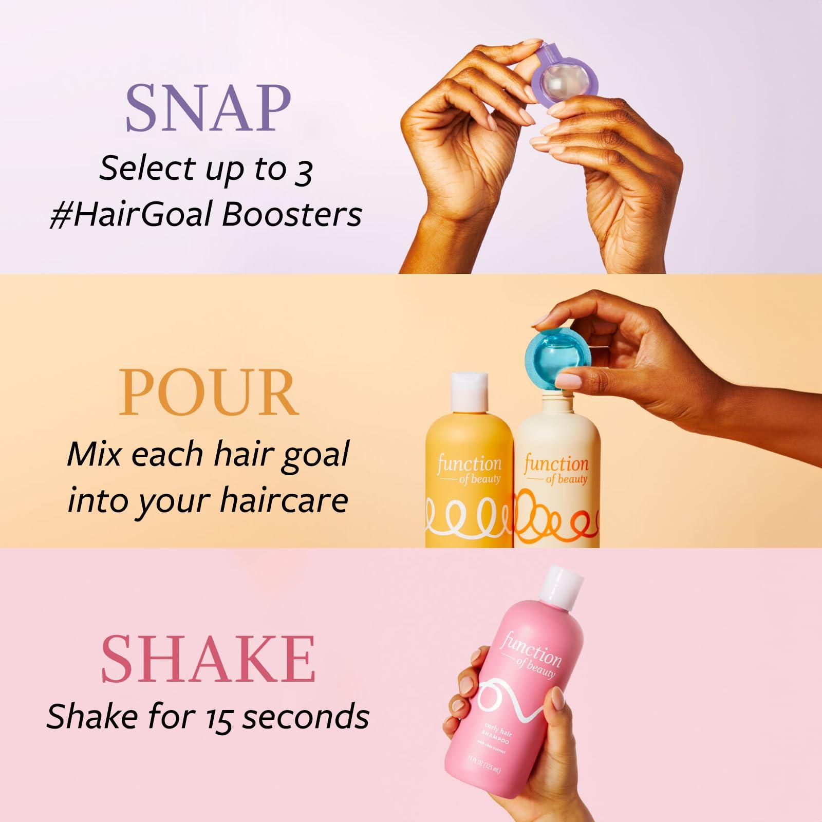 FUNCTION OF BEAUTY Function of Beauty Straight Hair Shampoo + Conditioner (11 oz Each) + Volumize, Strengthen & Lengthen #HairGoal Boosters Set - Sulfate-Free, Formulated to Hydrate and Seal in Moisture