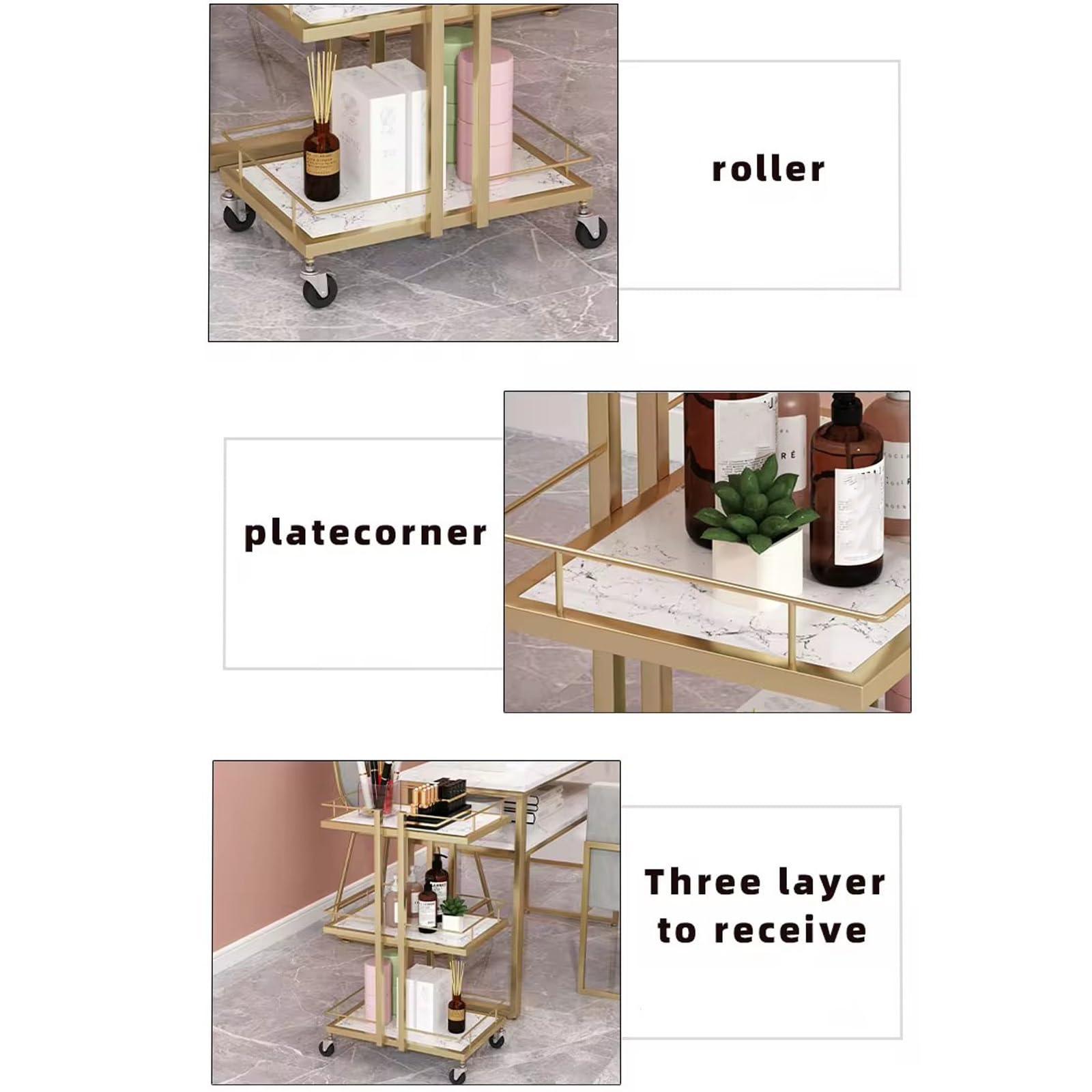 FOGVG FOGVG Beauty Salon Storage Trolley Cart with Wheels Salon Tray Cart Salon Rolling Trolley Hair Styling Salon Trolley Cart Rolling Storage Organizer Utility Cart for Barber Beauty SPA,04