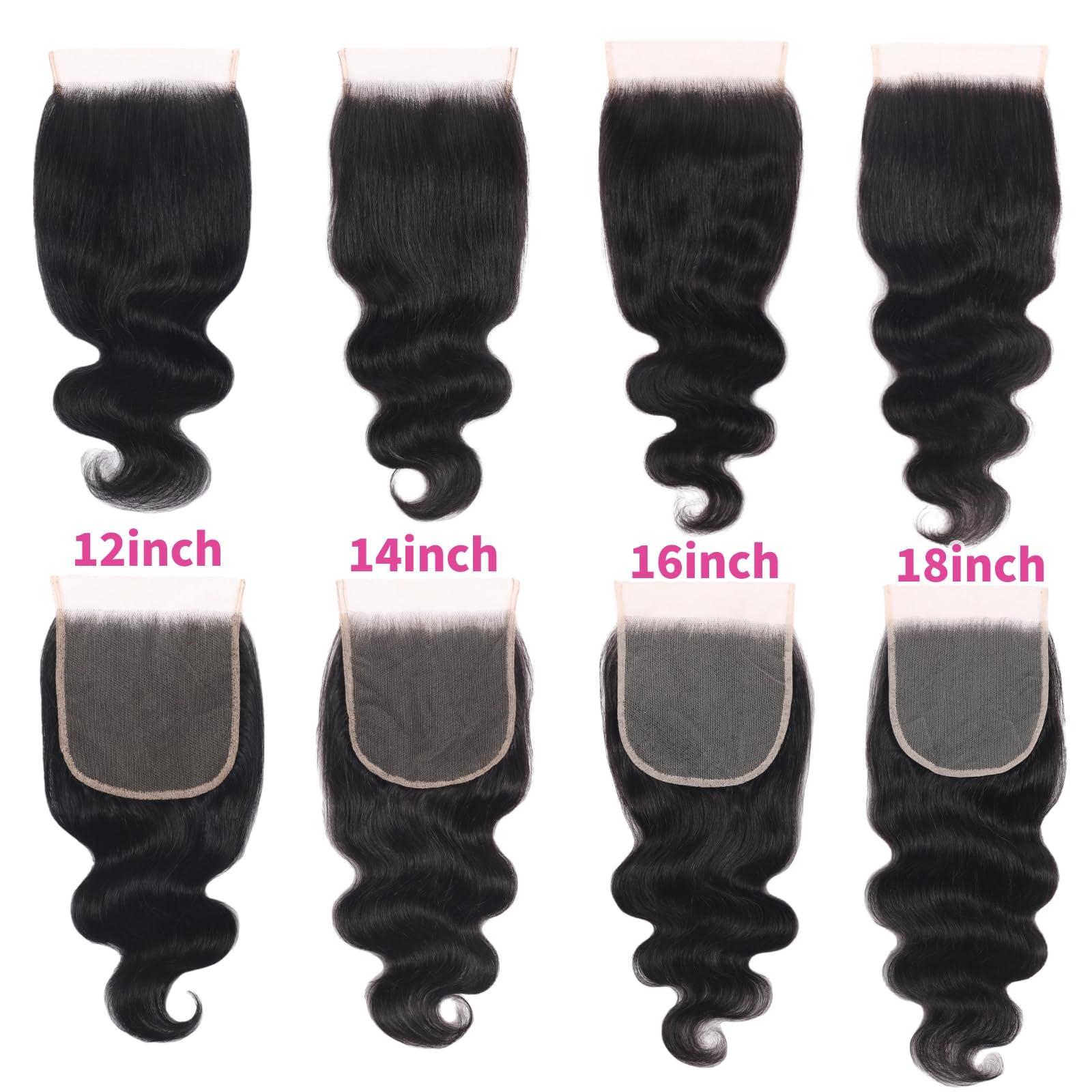 Doiwile 5X5 HD Lace Closure Body Wave Ultra-thin Transparent HD Lace Closure 10A Brazilian Virgin Human Hair Closure Free Part Pre Plucked with Baby Hair (5x5 lace closure, 14inch)