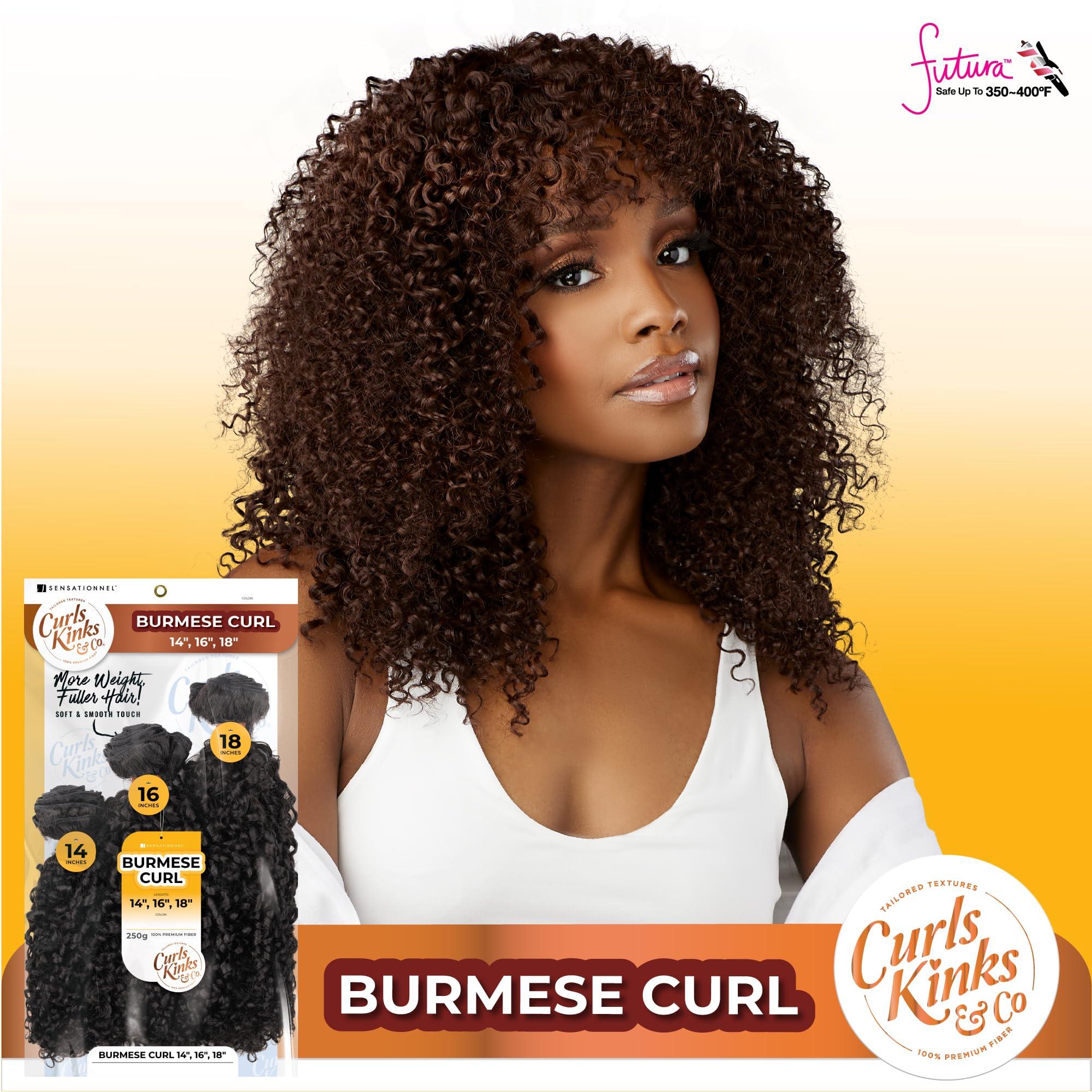 Sensationnel Sensationnel Curls kinksandco synthetic bundles - burmese curl multibundle quick weave hair for natural 3c to 4c hair textures (14 16 18 inch, S1B/GINGER)