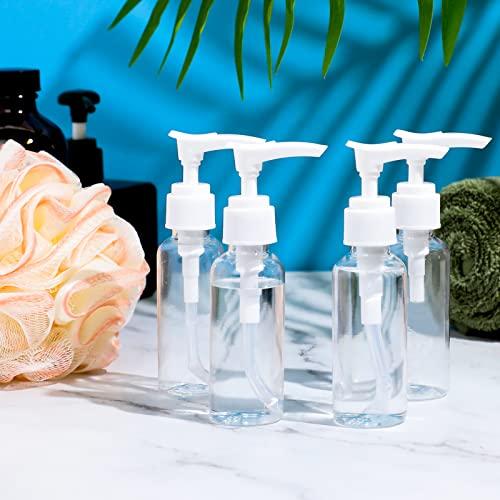 Sliverdew 4 Pack Transparent Travel Bottles Empty Plastic Pump Bottles Dispenser Clear Mini Hand Soap Dispenser Foamer Bottle Refillable Travel Pump Bottle for Lotion, Liquids, Toiletries, Shampoo 50ml 1.7oz