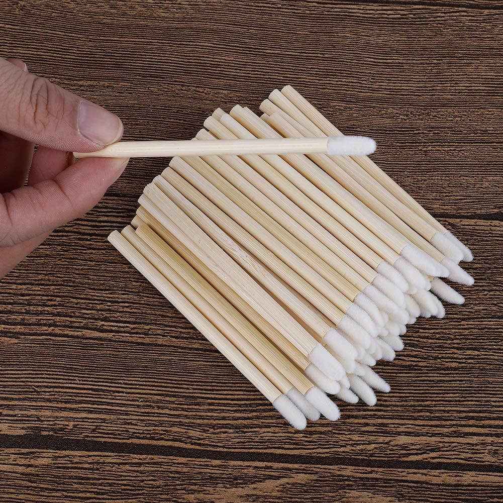 GWOKWAI GWOKWAI 100pcs Disposable Makeup Applicators Lipstick Applicators, Eco-friendly Applicator Lip Gloss Wand with Bamboo Stick Handle Lip Brushes for Lip Extension Application Makeup Kits